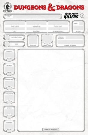 DUNGEONS & DRAGONS TOTAL PARTY KILLERS #1 CVR E BLANK COVER CHARACTER SHEET