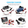 NiMH battery pack compatible with various Tenergy smart chargers for hobbyist electronics.