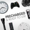 Precharged rechargeable batteries are ready to use in household essentials like smoke alarms, flashlights, and TV remote controls.