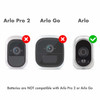 Compatibility guide identifies the original Arlo camera as the intended device for these Li-ion batteries.