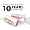 1.5V alkaline batteries hold power for up to 10 years on the shelf for long-term storage needs.