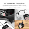 Portable USB battery charger powered by a laptop, ac adapter, power bank, and car outlet for convenient on-the-go power bank recharging.