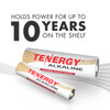 Tenergy alkaline batteries feature a 10-year shelf life, perfect for long-term emergency preparedness kits.