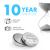 Leak-resistant CR2032 button cells with a 10-year shelf life for reliable long-term emergency storage.