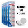 Tenergy CR1225 batteries in a 20-count pack for long-lasting electronic device power.