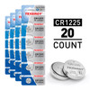 Tenergy CR1225 batteries in a 20-count pack for long-lasting electronic device power.
