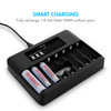 Tenergy smart battery charger recharges 8 individual AA or AAA NiMH cells for household electronics users.