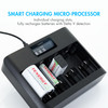 Tenergy TN486U (NiMH/NiCd) AA/AAA/C/D/9V 5-Bay Universal Battery Charger with LCD, Micro USB/Type C Input,