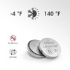 CR2430 coin cell with mercury-free chemistry and wide temperature range for various outdoor sensors.