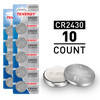 Tenergy CR2430 3V lithium coin cell batteries in a 10-count blister pack for small electronic devices.