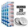 Tenergy CR2430 3V lithium coin cell batteries in a 20-count blister pack for small electronic devices.