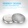 CR2450 lithium batteries featuring a 10-year shelf life and anti-leak design for long-term storage.