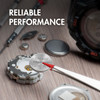 A 3V CR1632 lithium battery being installed in a watch for reliable performance and precision.
