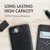 Long-lasting CR2016 lithium cell batteries powering a scientific calculator for students and professionals.