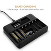 Tenergy smart battery charger recharges 8 individual AA or AAA NiMH cells for household electronics users.
