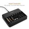 Smart battery charger recharging 1-8 AA/AAA NiMH cells independently, perfect for managing high-capacity electronics.