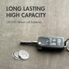 Long lasting CR1620 lithium cell battery installed in a car key fob remote for daily vehicle access.