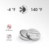 Mercury-free CR1220 3V batteries operate in extreme temperatures ranging from -4°F to 140°F for outdoor gear.