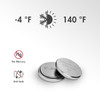 Mercury-free CR1220 3V batteries operate in extreme temperatures ranging from -4°F to 140°F for outdoor gear.