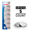 Tenergy CR1216 3V Lithium Button Cells, 5pcs (1 x Card)