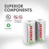 UL certified NiMH rechargeable batteries feature a mercury-free design for environmentally friendly power needs.