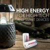 High energy NiMH batteries powering smart devices and LED lanterns for high-tech outdoor enthusiasts.