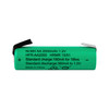 Individual 1.2V NiMH battery displaying technical specifications and polarity marks for tech-savvy consumers and technicians.