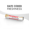 Date coded alkaline battery ensuring maximum freshness for long-term emergency storage.