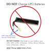 Warning graphic specifies to only use NiMH battery packs with this hobby power supply.