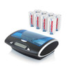 Combo: Tenergy T9688 Universal LCD Battery Charger + 8 Premium D 10000mAh NiMH Rechargeable Batteries