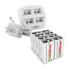 Combo: Tenergy TN136 4-bay 9V Charger + 8pcs Centura NiMH 9V 200mAh Rechargeable Batteries