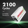 Tenergy Centura 9V rechargeable battery offers 2100 cycles and low self-discharge for high-drain electronic devices.