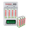 Tenergy TN156 NiMH battery charger with an LCD indicator and 12AAA batteries for home electronics.