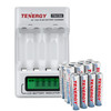 Tenergy TN156 NiMH battery charger with an LCD indicator and 8AA 8AAA batteries for home electronics.