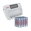 Complete battery charger kit including the TN162 unit and a bulk set of AA cells.