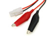 Alligator clips and Tamiya connector leads providing versatile terminal options for custom battery pack charging.