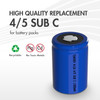 A blue 1300mAh NiCd 4/5 Sub C battery cell designed as a high quality replacement for custom battery packs.