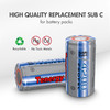Tenergy NiMH Sub-C rechargeable battery designed as a high quality replacement for custom battery packs.