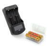 Tenergy TN261 universal charger kit with rechargeable Li-ion batteries for versatile power needs.