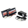 Dual 9.6V battery packs with compatible charger kit designed for users needing a complete RC power solution.
