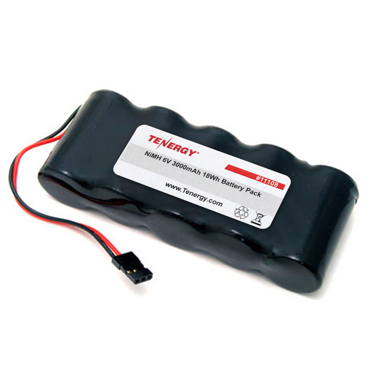 Tenergy 6V 3000mAh NiMH Battery Pack, 5S1P, 18Wh, Hitech Connector. Custom NTC, PTC, connectors, or configs available.