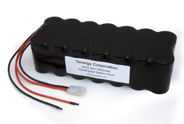 Tenergy 24V 5000mAh NiCd Battery Pack, 20S1P, 120Wh, 4A Rate. Custom NTC, PTC, connectors, or configs available.