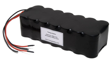 Tenergy 24V 10000mAh NiMH Battery Pack, 20S1P, 240.0Wh, 10A Rate. Custom NTC, PTC, connectors, or configs available.