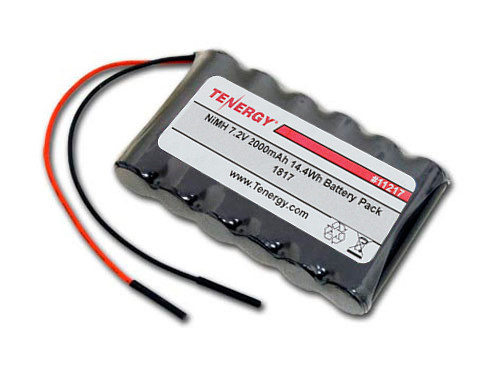 Tenergy 7.2V 2000mAh NiMH Battery Pack, 6S1P, 14.4Wh, 6A Rate. Custom NTC, PTC, connectors, or configs available.
