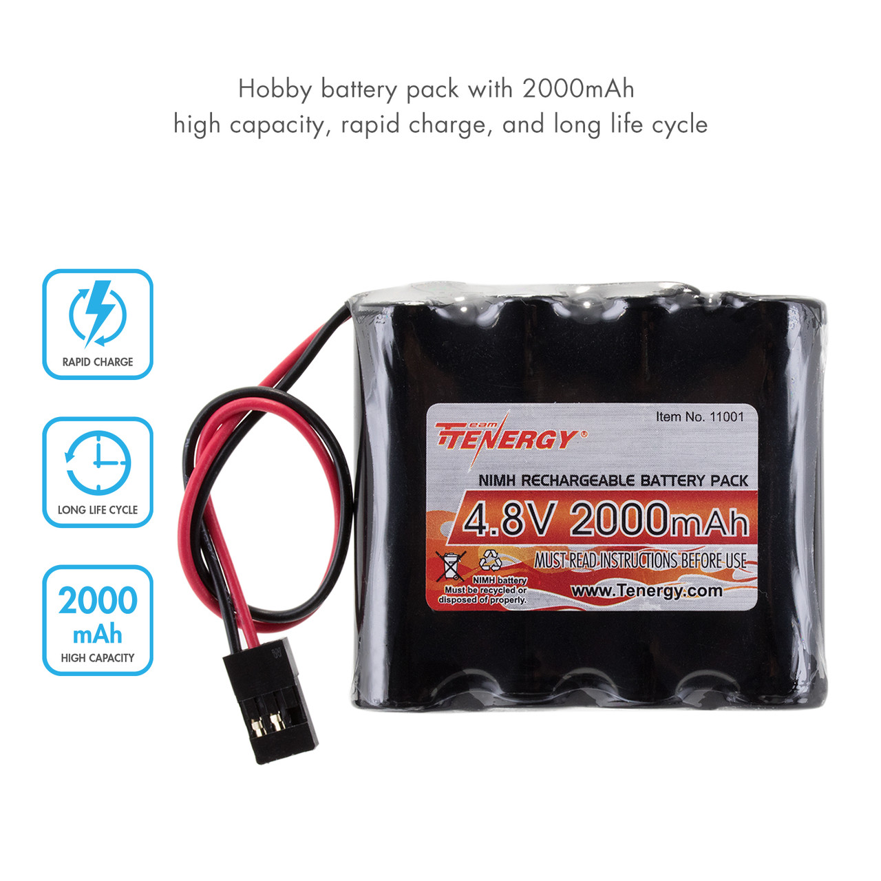 Tenergy NiMH 4.8V 2000mAh Rechargeable Battery 11001 - Tenergy