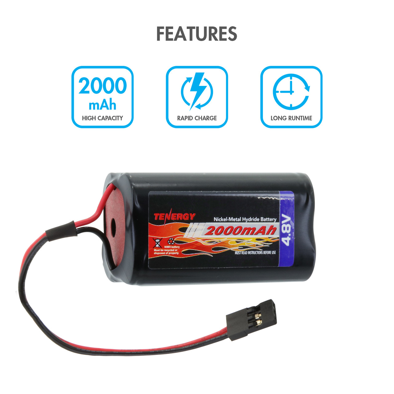 High capacity NiMH battery pack offering rapid charge and long runtime for dedicated radio control enthusiasts.