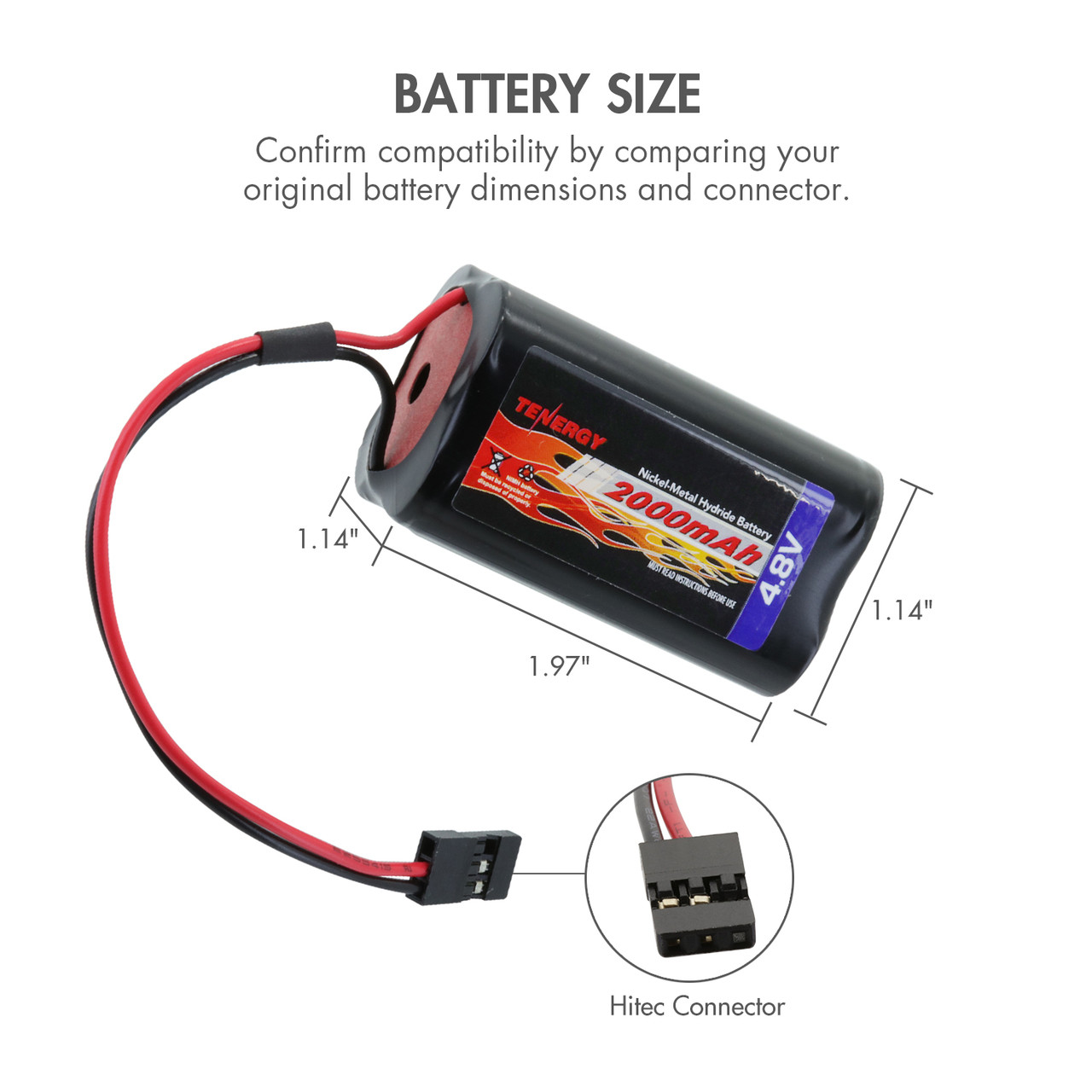 Tenergy NiMH 4.8V 2000mAh Rechargeable Battery 11002 - Tenergy