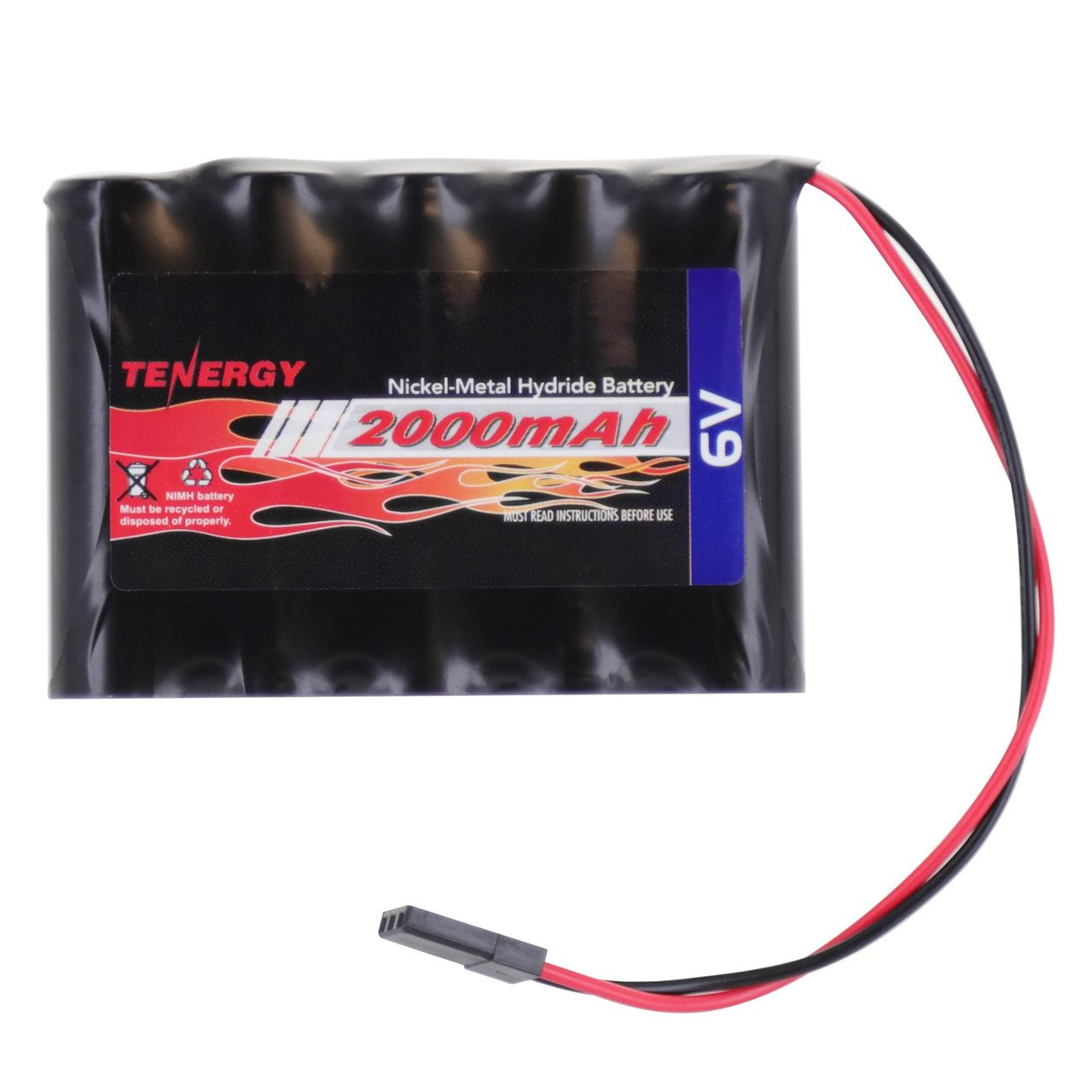 Tenergy 6V NiMH battery with 2000mAh capacity for hobbyists needing a reliable replacement receiver pack.