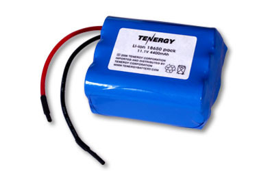 Tenergy Li-Ion 18650 10.8V 4400mAh Battery Pack with PCB, 3S2P, 47.52Wh. Custom NTC, PTC, connectors, or configs available.