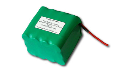 Tenergy Li-ion 18650 14.8V 7800mAh Battery Pack with PCB, 4S3P, 115.44Wh. Custom NTC, PTC, connectors, or configs available.